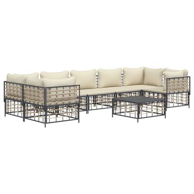 vidaXL 8 Piece Patio Lounge Set with Cushions Anthracite Poly Rattan
