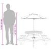vidaXL Picnic Table Brown table with blue and white umbrella Solid fir wood