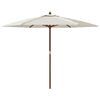vidaXL Garden Parasol Sand Polyester cover, Hardwood pole Large