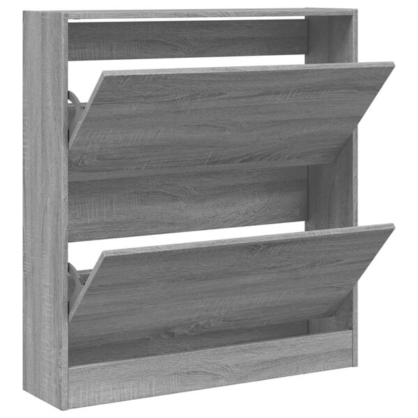vidaXL Shoe Cabinet Gray Sonoma 31.5"x8.3"x34.4" Engineered Wood
