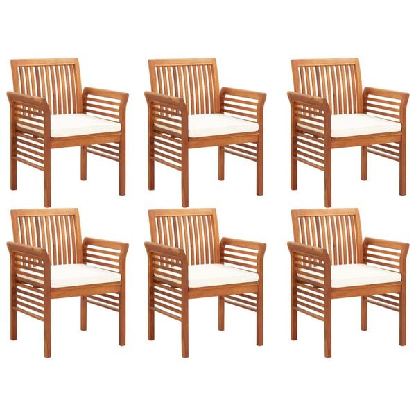 vidaXL Outdoor Dining Set Brown frame, cream cushions Solid Acacia Wood
