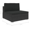 vidaXL Garden Sofa Black PE Rattan, Powder-Coated Steel, 100% Polyester