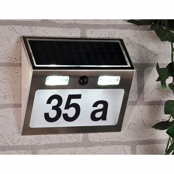 HI Doorplate Lamp Silver Steel Medium Solar Doorplate Lamp