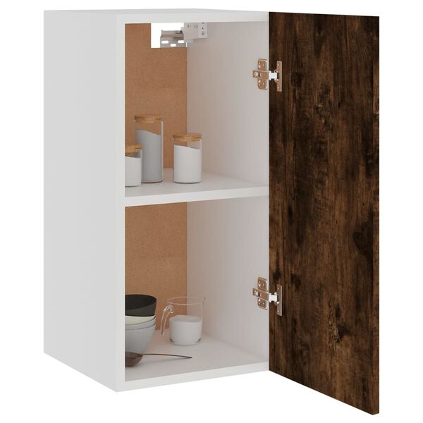 vidaXL Hanging Cabinet Smoked oak Engineered wood, glass Medium