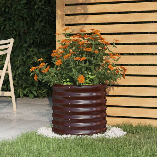 vidaXL Garden Planter Brown Powder-coated steel Medium Durable