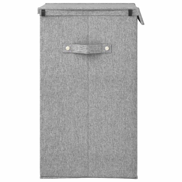 vidaXL Foldable Laundry Hamper Grey 10.2x13.6x23.4" Faux Linen Fabric