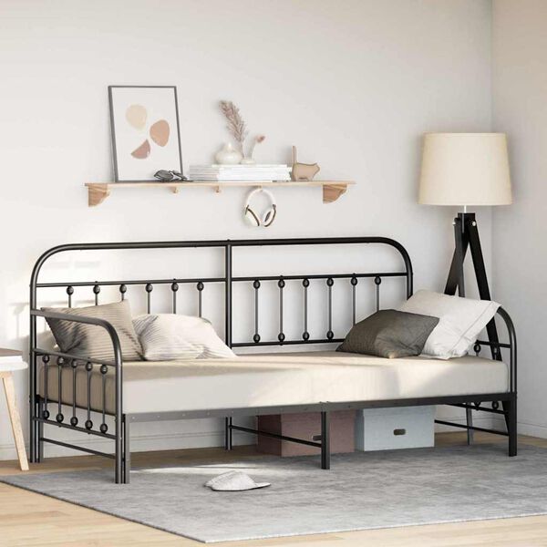 vidaXL Daybed Frame Black 35.43 x 74.80 in Powder-Coated Steel