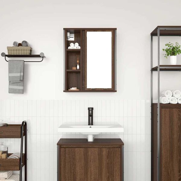 vidaXL Bathroom Wall Cabinet Brown oak Engineered wood, steel Medium