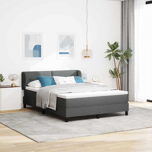vidaXL Box Spring Bed Manual Dark Grey and White 203 x 152 x 88 cm