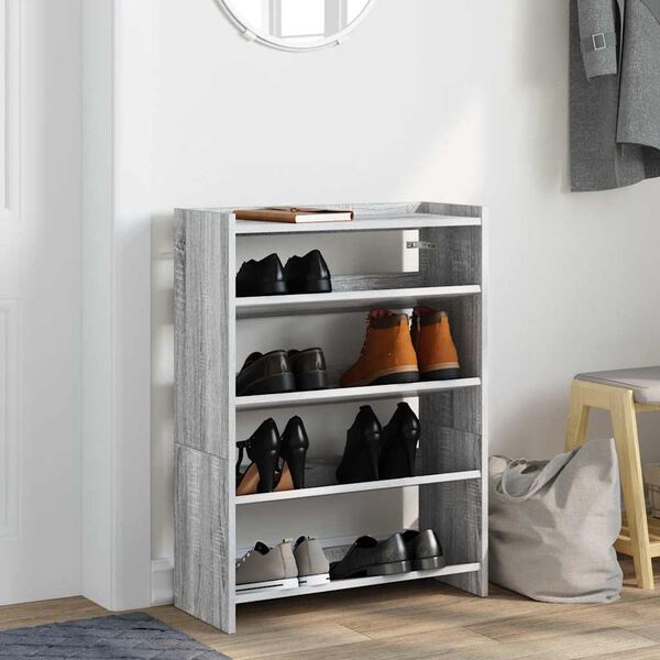 vidaXL Shoe Rack Gray Sonoma Engineered Wood Slim Shoe Rack