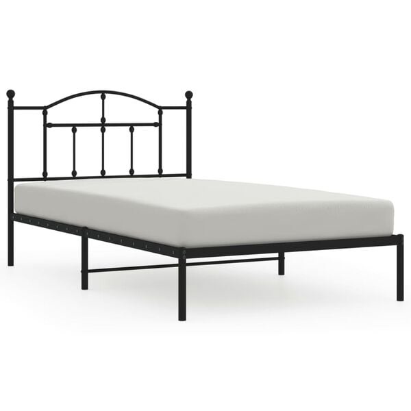 vidaXL Bed Frame Black Powder-Coated Steel Twin Bed Frame Rectangular