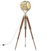 vidaXL Floor Lamp Natural and brass Solid mango wood, steel, aluminum