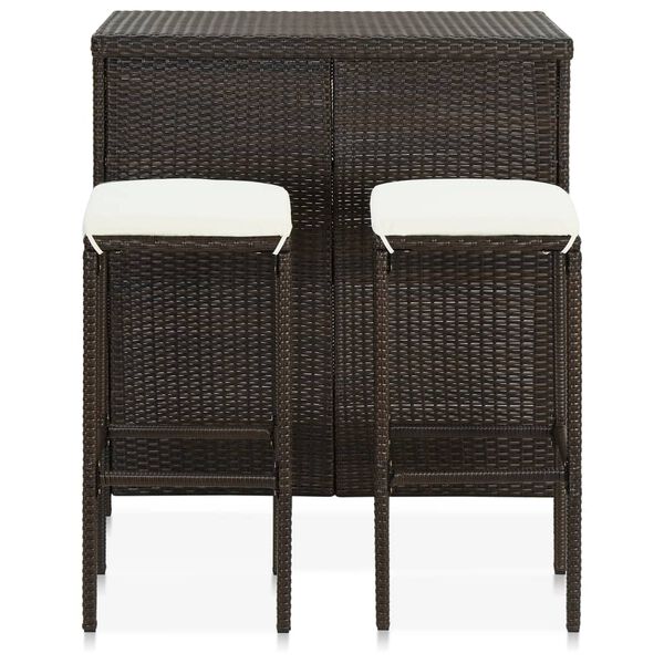 vidaXL Bar Set Brown PE rattan, steel Large Bar Set Rectangular