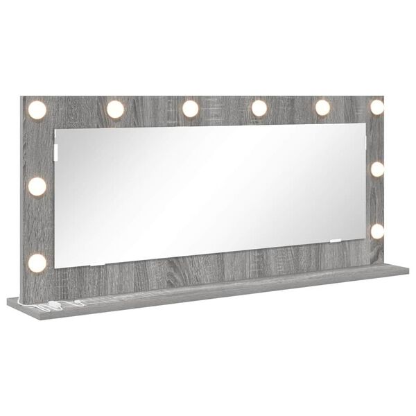 vidaXL Vanity Mirror with Mirror Grey Sonoma 39.37 x 17.72 x 7.09 in
