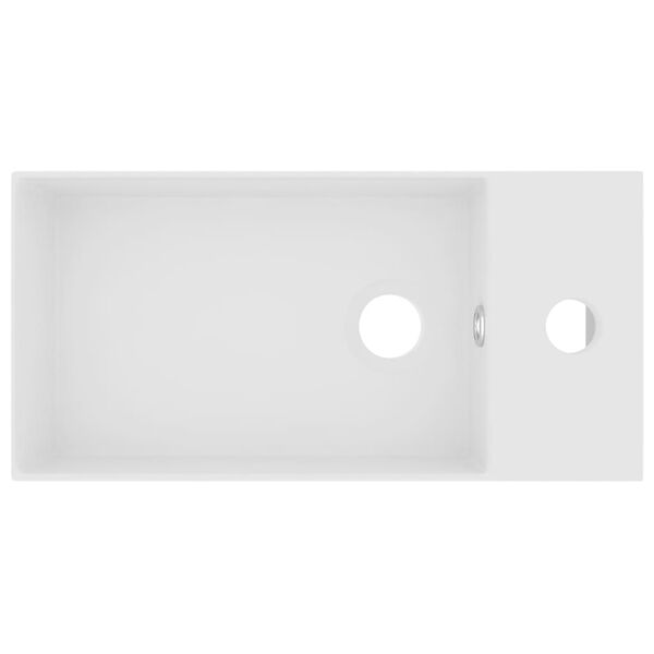 vidaXL Bathroom Sink with Overflow Ceramic Matt White