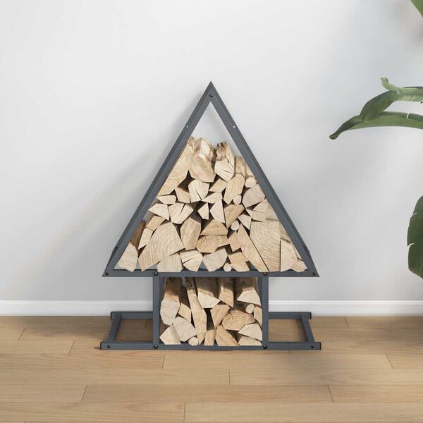 vidaXL Firewood Rack Anthracite 19.7x9.8x23.6" Cold-rolled steel