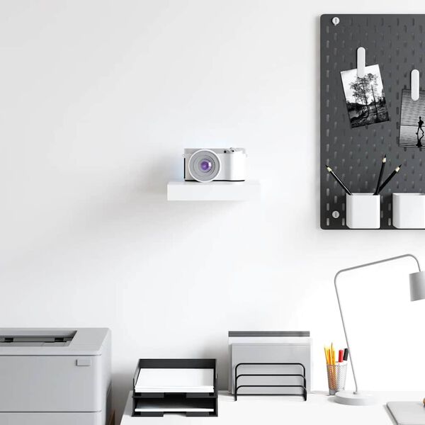 vidaXL Wall Shelf White Honeycomb MDF, metal 9.1x9.3x1.5 in