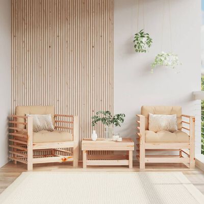 vidaXL Patio Chairs with Cushions 2 pcs Solid Wood Pine