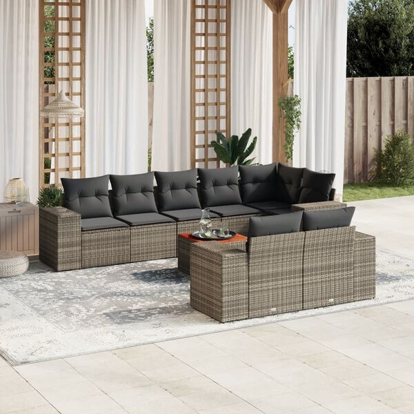 vidaXL Garden Sofa Set Grey