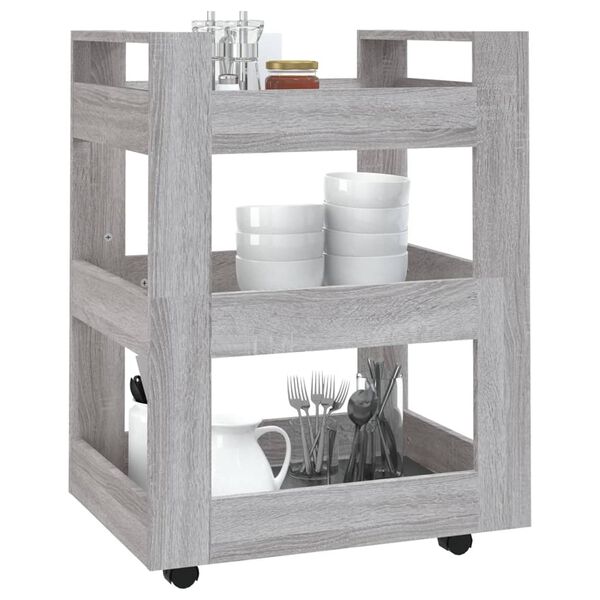 vidaXL Kitchen Trolley Grey Sonoma 23.6x17.7x31.5" Engineered Wood