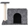 vidaXL Cat Tree Dark Gray Engineered Wood, Plush, Sisal 20.1 in Tall