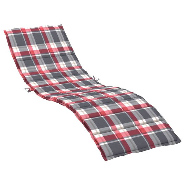 vidaXL Sun Lounger Cushion Red Check Pattern Oxford fabric (100% polyester)