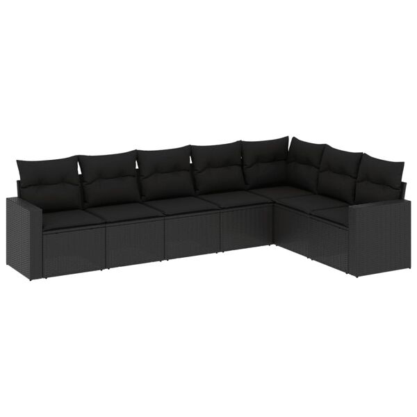 vidaXL Garden Sofa Set Black PE rattan Large UV-resistant materials