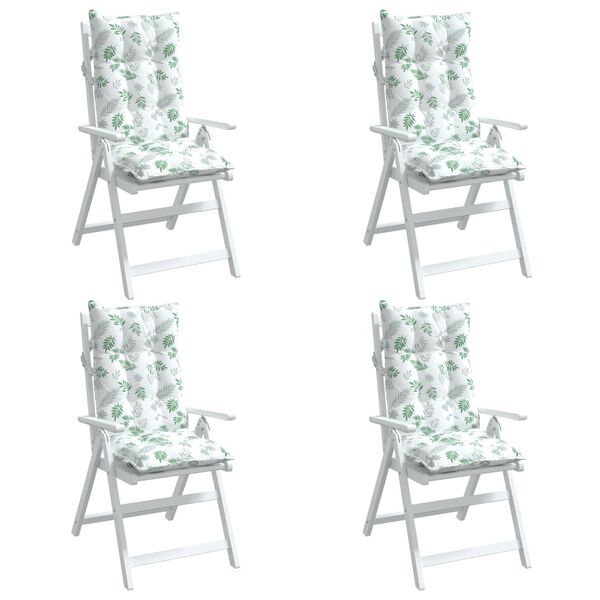 vidaXL Highback Chair Cushion Set of 4 Leaf Pattern