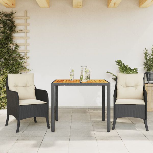 vidaXL Garden Dining Set Black, Cream White Poly Rattan Compact
