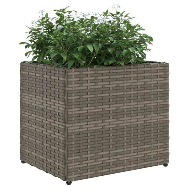 vidaXL Garden Planter Grey Powder-coated steel, PE rattan