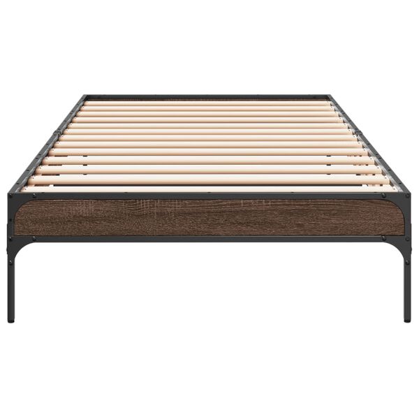 vidaXL Bed Frame Brown Oak Engineered Wood Twin Durable Bed Frame