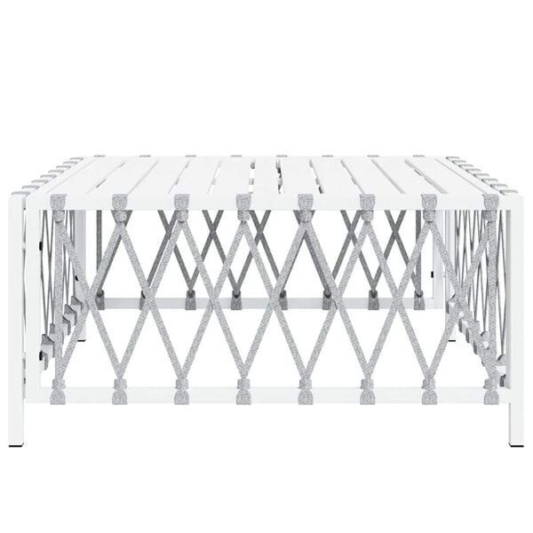 vidaXL Garden Table White Woven fabric, powder-coated steel Medium
