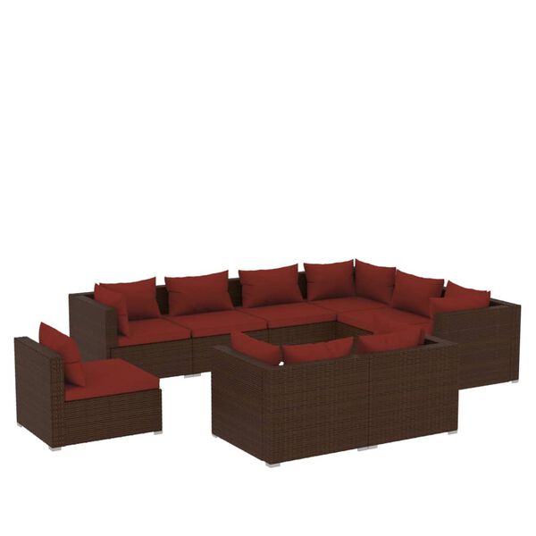 vidaXL Garden Lounge Set Brown PE Rattan Large Modular