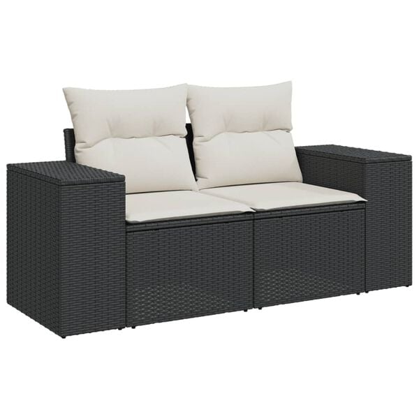 vidaXL Garden Sofa Set Black PE Rattan Large Modular Garden Sofa Set