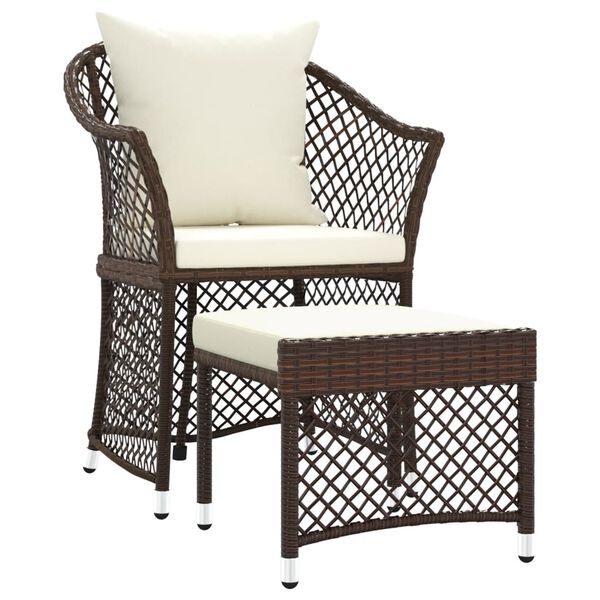 vidaXL Patio Lounge Set Set of 2 Brown and white Poly rattan, Steel