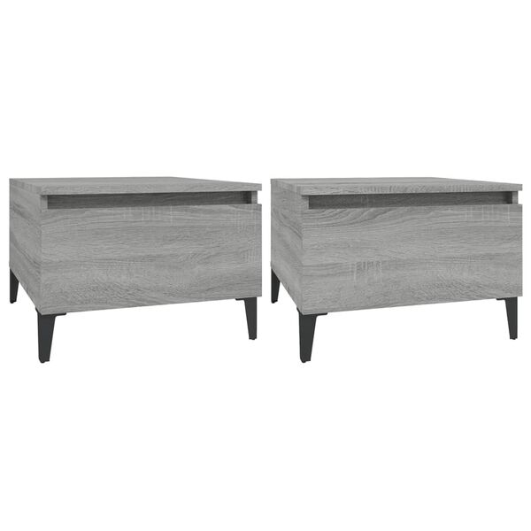 vidaXL Side Table Set of 2 Grey Sonoma Engineered wood, metal Small