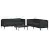 vidaXL Sofa Set Black Polyester, Plywood, Solid Wood 2-seater and 3-seater