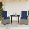 vidaXL Garden Dining Set Grey PE Rattan Medium Adjustable Footrests