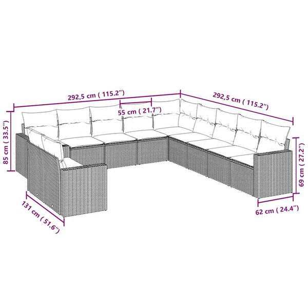 vidaXL Garden Sofa Set Light Grey