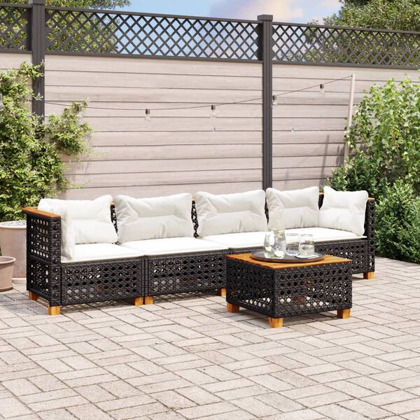 vidaXL Garden Sofa Set Black, Cream White