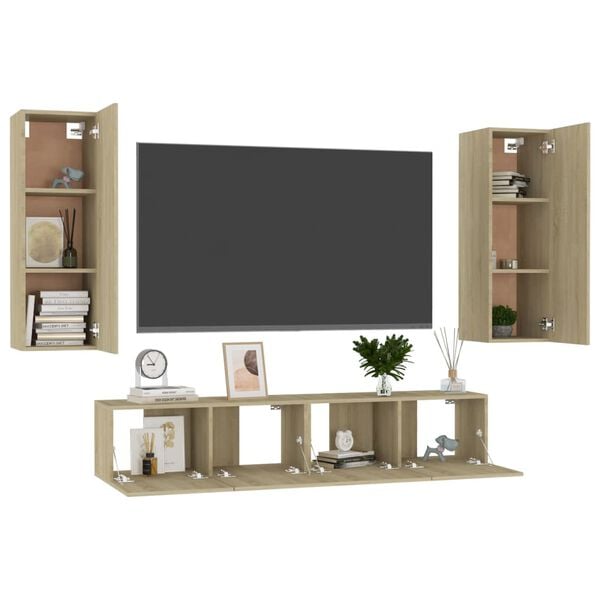 vidaXL TV Cabinet Sonoma oak Engineered wood Wall mounting TV Cabinet