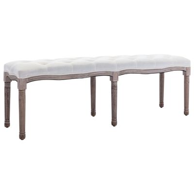 vidaXL Bench Cream White 59.1"x15.7"x18.9" Linen and Solid Wood