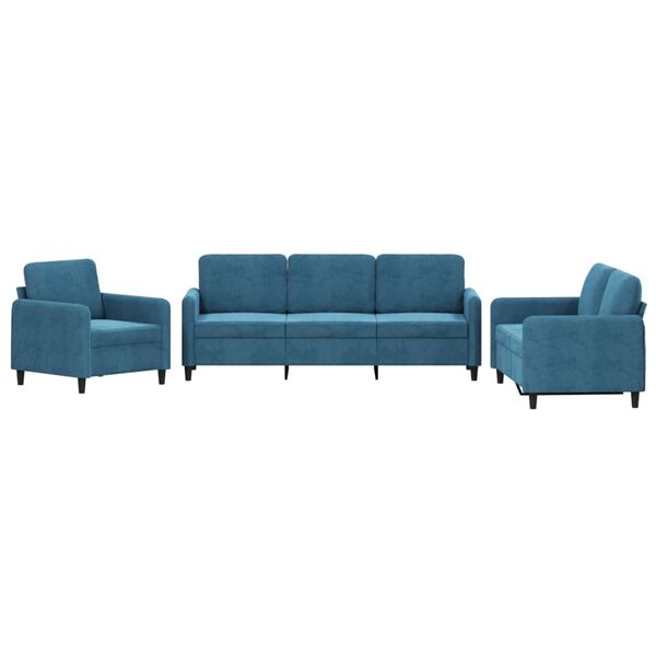 vidaXL Sofa Set Blue Velvet (100% polyester), metal, textilene, plywood
