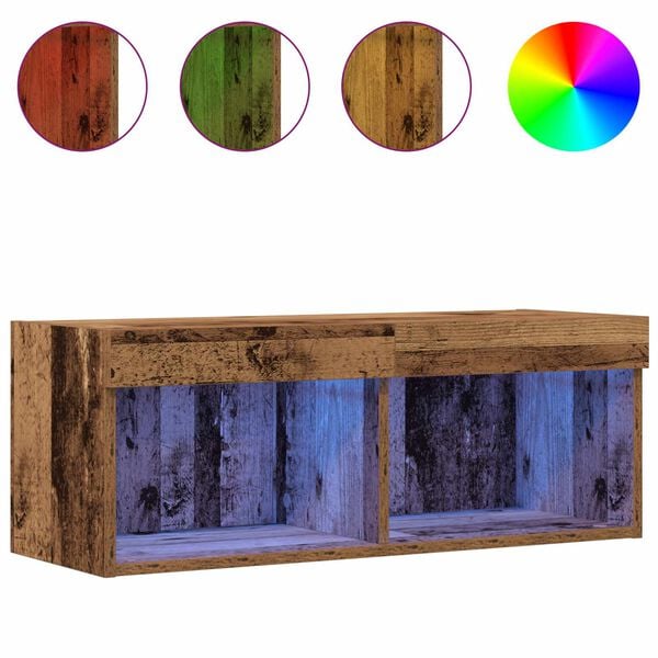 vidaXL TV Cabinet Set Wall-mounted Old wood 31.50 x 11.81 x 11.81 in