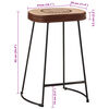 vidaXL Bar Stool Set of 2 Dark Brown Metal Medium Industrial