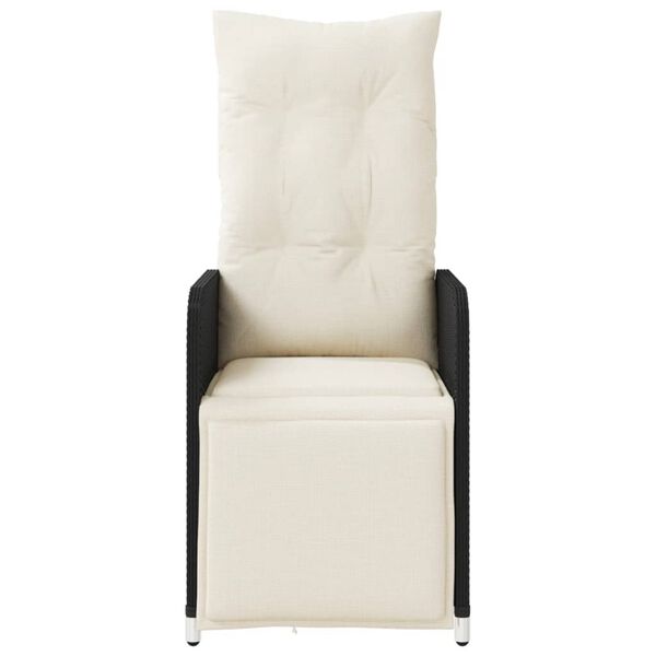 vidaXL Reclining Garden Chair Set of 2 Black, Cream White