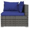 vidaXL Garden Lounge Set Grey, Dark Blue PE Rattan, Powder-Coated Steel