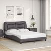 vidaXL Bed Frame Grey Faux leather, metal, solid pine wood, plywood Double