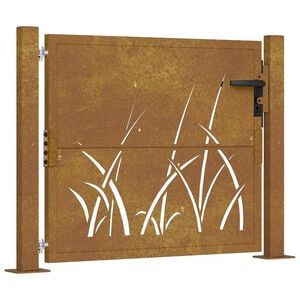 vidaXL Garden Gate 41.3x41.3" Corten Steel Grass Design