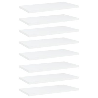 vidaXL Bookshelf Boards 8 pcs White 15.7"x7.9"x0.6" Engineered Wood